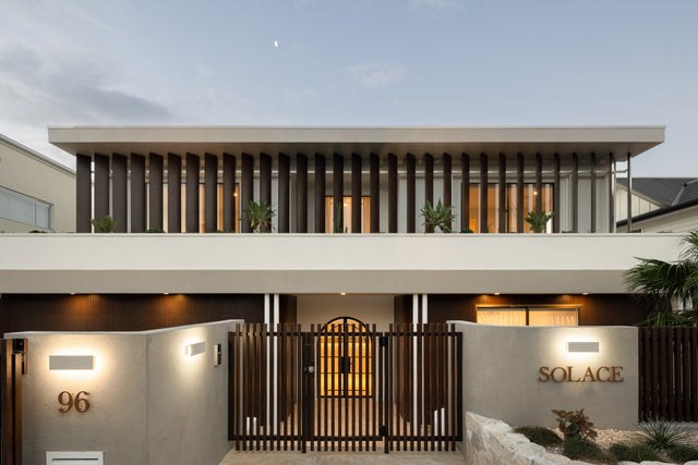 SOLACE, Camp Hill, the street elevation at dusk